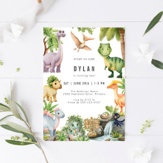 Dinosaur Kids Birthday Party Invitation Einladung
