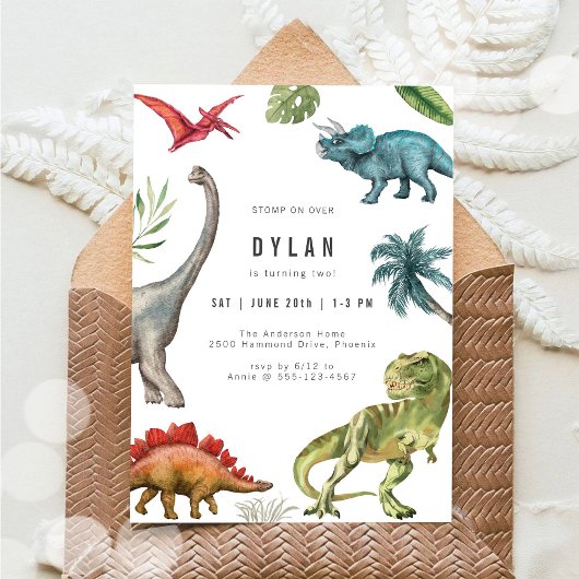 Dinosaur Kids Birthday Party Invitation Einladung