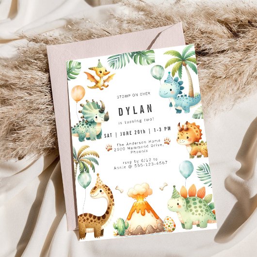 Dinosaur Kids Birthday Party Invitation Einladung