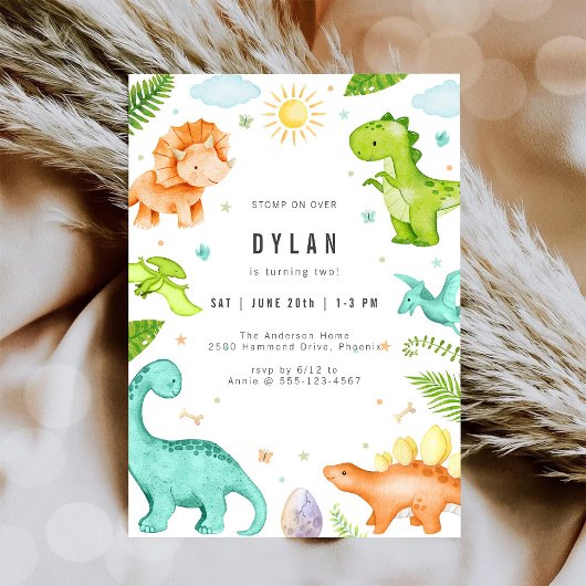Dinosaur Kids Birthday Party Invitation Einladung