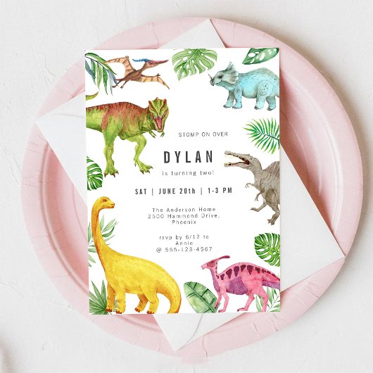 Dinosaur Kids Birthday Party Invitation Einladung