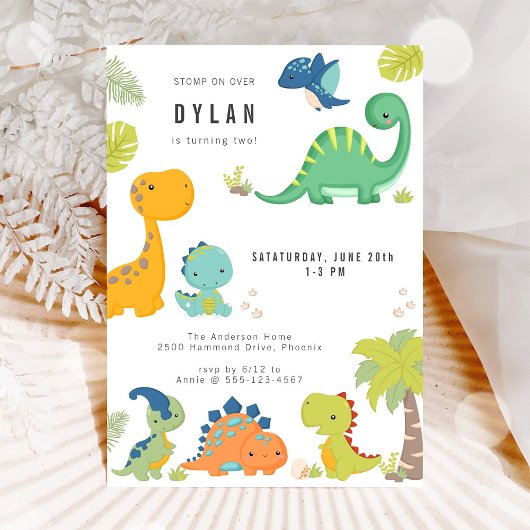 Dinosaur Kids Birthday Party Invitation Einladung