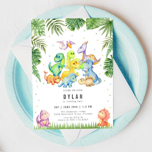 Dinosaur Kids Birthday Party Invitation Einladung