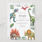 Dinosaur Kids Birthday Party Invitation Einladung (Vorderseite)