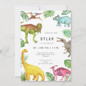 Dinosaur Kids Birthday Party Invitation Einladung (Vorderseite)