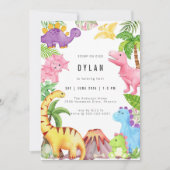 Dinosaur Kids Birthday Party Invitation Einladung (Vorderseite)