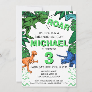 Dinosaur Kids Boy Dino Trex Jurassic Geburtstag Einladung