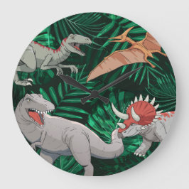 Dinosaur Kids Dino Jurassic Trex Boy Bedroom Große Wanduhr