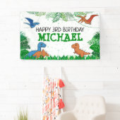 Dinosaur Kids Dino Jurassic Trex Boy Birthday Banner (Insitu)