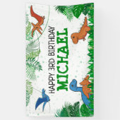 Dinosaur Kids Dino Jurassic Trex Boy Birthday Banner (Vertikal)