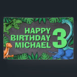 Dinosaur Kids Dino Jurassic Trex Boy Birthday Banner<br><div class="desc">Dieses Dinosaurier-Design ist großartig für den Geburtstagsjungen in deinem Leben. Geben Sie ihnen einen Dino-Milben-Tag mit diesem Dino-Thema Design mit einem Trex,  Triceratops,  Brontosaurus,  und Raptor.</div>