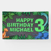 Dinosaur Kids Dino Jurassic Trex Boy Birthday Banner (Horizontal)