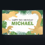 Dinosaur Kids Dino Jurassic Trex Boy Birthday Banner<br><div class="desc">Dieses Dinosaurier-Design ist großartig für den Geburtstagsjungen in deinem Leben. Geben Sie ihnen einen Dino-Milben-Tag mit diesem goldenen ddino-Thema Design mit einem Trex,  Triceratops,  Brontosaurus,  und Raptor.</div>