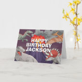 Dinosaur Kids Dino Jurassic Trex Boy Birthday Karte (Gelbe Blume)