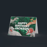 Dinosaur Kids Dino Jurassic Trex Boy Birthday Karte<br><div class="desc">Dieses Dinosaurier-Design ist großartig für den Geburtstagsjungen in deinem Leben. Geben Sie ihnen einen Dino-Milbe-Tag mit diesem Dino-Thema Design mit einem Trex,  Triceratops,  Brontosaurus,  Pterodactyl,  und Raptor.</div>