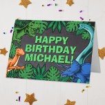 Dinosaur Kids Dino Jurassic Trex Boy Birthday Karte<br><div class="desc">Dieses Dinosaurier-Design ist großartig für den Geburtstagsjungen in deinem Leben. Geben Sie ihnen einen Dino-Milben-Tag mit diesem Dino-Thema Design mit einem Trex,  Triceratops,  Brontosaurus,  und Raptor.</div>