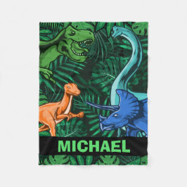 Dinosaur Kids Dino Jurassic Trex Boy Customizable Fleecedecke