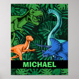 Dinosaur Kids Dino Jurassic Trex Boy Customizable Poster