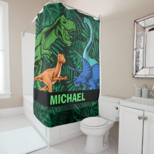 Dinosaur Kids Dino Jurassic Trex Boy individuell a Duschvorhang