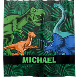 Dinosaur Kids Dino Jurassic Trex Boy individuell a Duschvorhang