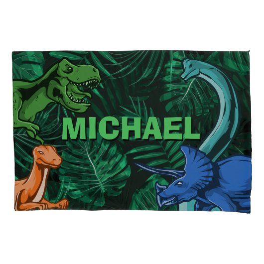 Dinosaur Kids Dino Jurassic Trex Boy Personalized Kissenbezug (Vorderseite)