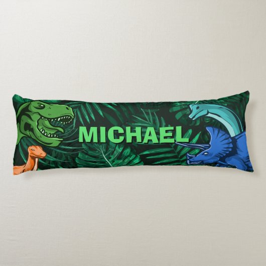 Dinosaur Kids Dino Jurassic Trex Boy Personalized Seitenschläferkissen (Rückseite)