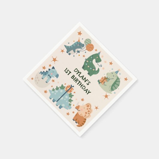 Dinosaur Kids Geburtstagsparty Serviette (Ecke)