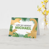 Dinosaur Kids Gold Dino Jurassic Trex Junge Geburt Karte (Gelbe Blume)