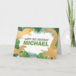 Dinosaur Kids Gold Dino Jurassic Trex Junge Geburt Karte