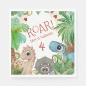Dinosaur Kinder 4. Geburtstag Serviette (Vorderseite)