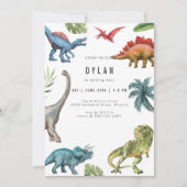 Dinosaur Kinder Geburtstagsfeier Einladung (Vorderseite)