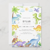 Dinosaur Kinder Geburtstagsfeier Einladung (Vorderseite)