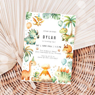 Dinosaur Kinder Geburtstagsfeier Einladung