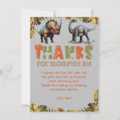 Dinosaur Kindergeburtstag Dino Gray Danke Karte (Vorderseite)