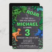 Dinosaur Kindergeburtstag Dino Jurassic Trex Klein Einladung (Vorne/Hinten)