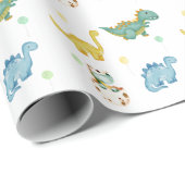 Dinosaur-Kindergeburtstag Geschenkpapier (Rolleneckpunkt)