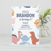 Dinosaur Kindergeburtstag Party Einladung, druckba Einladung (Stehend Vorderseite)