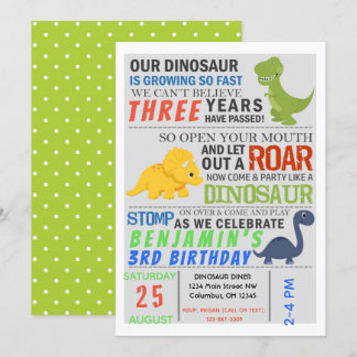 Dinosaur Kindergeburtstag Party Invite Einladung