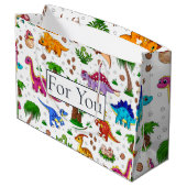 Dinosaur Kindermuster für Sie große Geschenktasche Geschenktüte (Rückseite Schrägansicht)