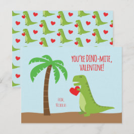 Dinosaur-Klassenvalentine - T-Rex Feiertagspostkarte