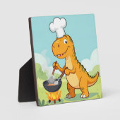 Dinosaur-Koch kocht lustig Fotoplatte (Vorderseite)