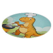 Dinosaur-Koch kocht lustig Schneidebrett (Ecke)
