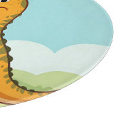 Dinosaur-Koch kocht lustig Schneidebrett (Ecke)