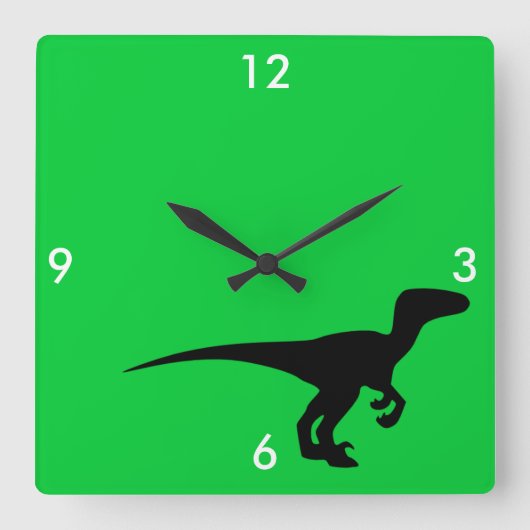 Dinosaur Kontur Jurassic Era Quadratische Wanduhr (Vorderseite)
