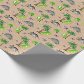 Dinosaur Land Niedlich Dino Geschenkpapier (Ecke)