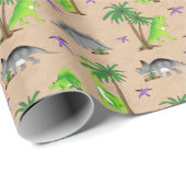 Dinosaur Land Niedlich Dino Geschenkpapier (Rolleneckpunkt)