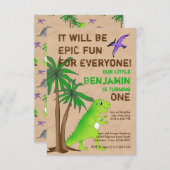 Dinosaur Land Niedlich Dino Party Einladung (Vorne/Hinten)