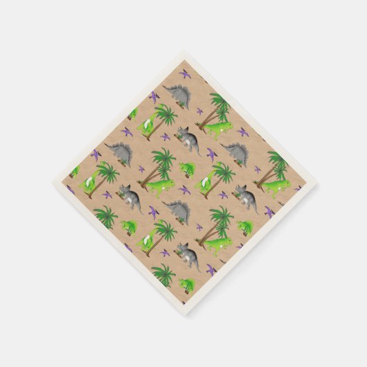Dinosaur Land Niedlich Dino Serviette (Ecke)