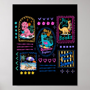 Dinosaur Leseklub Sommer Buchliebhaber Bibliothek Poster