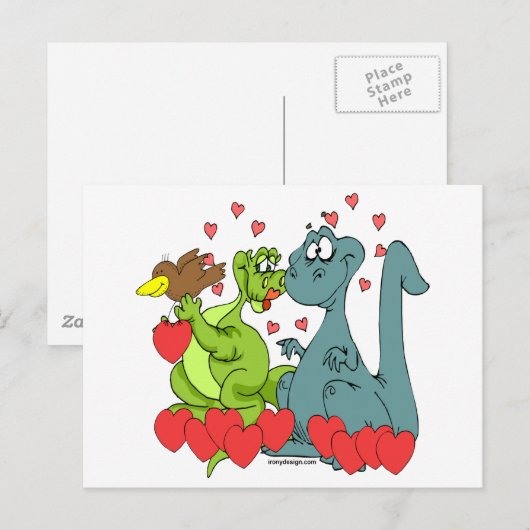 Dinosaur-Liebe Postkarte (Vorne/Hinten)